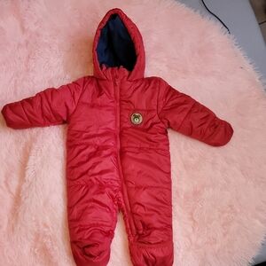 Red Hooded Baby Footie